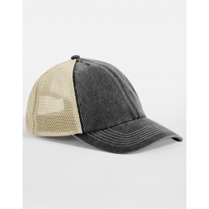 Beechfield 6 Panel Vintage Trucker - Vintage Black/Stone - OneSize