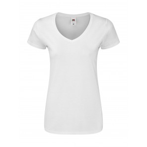 Fruit of the Loom Ladies' Iconic 150 V Neck T - White - XS