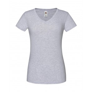 Fruit of the Loom Ladies' Iconic 150 V Neck T - Heather Grey - XS