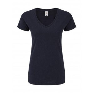 Fruit of the Loom Ladies' Iconic 150 V Neck T - Deep Navy - XS