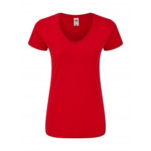 Fruit of the Loom Ladies' Iconic 150 V Neck T - Red - XS