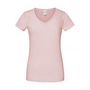 Fruit of the Loom Ladies' Iconic 150 V Neck T - Powder Rose - XS