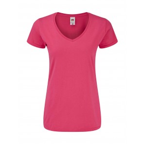 Fruit of the Loom Ladies' Iconic 150 V Neck T - Fuchsia - XL