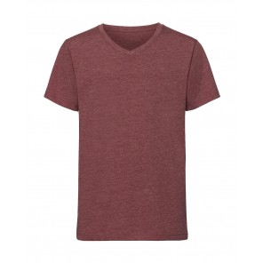 Russell Boys V-Neck HD Tee - Maroon Marl - XL(140/9-10)