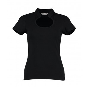 Kustom Kit Regular Fit Keyhole Neck Top - Black - XS/S