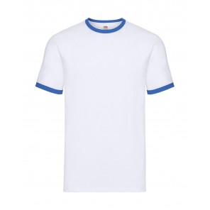 Fruit of the Loom Ringer T - White/Royal - 2XL