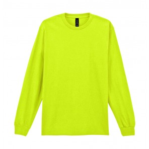 Gildan Ultra Cotton Adult T-Shirt LS - Safety Green - M