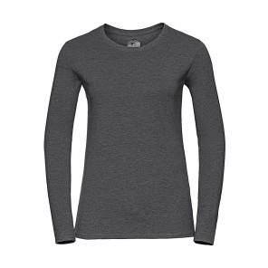 Russell Ladies Long Sleeve HD T - Grey Marl - 2XL