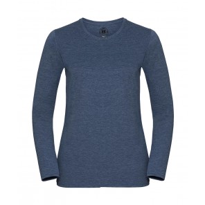 Russell Ladies Long Sleeve HD T - Bright Navy Marl - 2XL