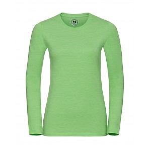 Russell Ladies Long Sleeve HD T - Green Marl - 2XL
