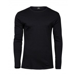 Tee Jays Men's LS Interlock T-Shirt - Black - M