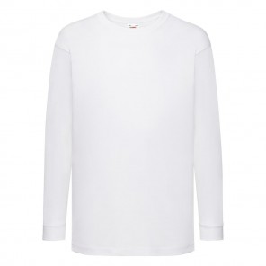 Fruit of the Loom Kids' Valueweight Long Sleeve T - White - 128(7-8)