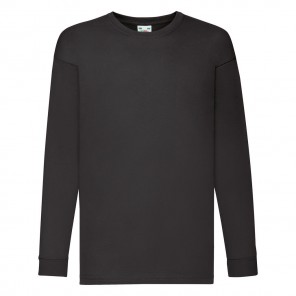 Fruit of the Loom Kids' Valueweight Long Sleeve T - Black - 104(3-4)