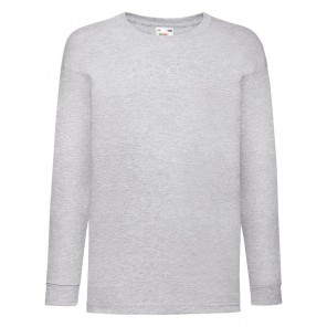Fruit of the Loom Kids' Valueweight Long Sleeve T - Heather Grey - 128(7-8)