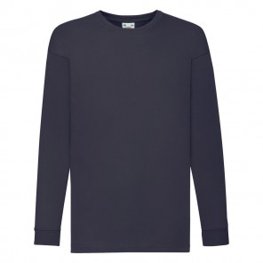 Fruit of the Loom Kids' Valueweight Long Sleeve T - Deep Navy - 104(3-4)