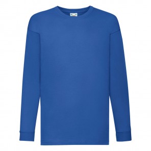 Fruit of the Loom Kids' Valueweight Long Sleeve T - Royal - 128(7-8)