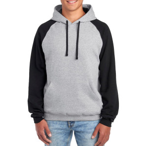 Jerzees NuBlend Colour Block Raglan Hooded Sweatshirt - Black - S