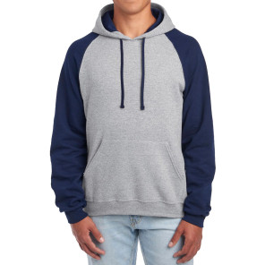Jerzees NuBlend Colour Block Raglan Hooded Sweatshirt - Navy Blue - 3XL