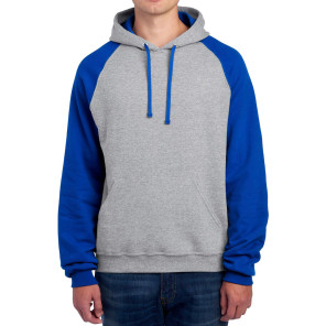 Jerzees NuBlend Colour Block Raglan Hooded Sweatshirt - Blue - L