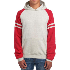 Jerzees NuBlend Varsity Colour-Block Hooded Sweatshirt - Red - S