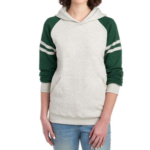 Jerzees NuBlend Varsity Colour-Block Hooded Sweatshirt - Green - L