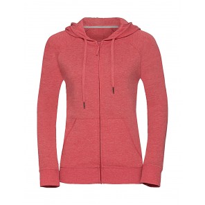 Russell Ladies' HD Zipped Hood Sweat - Red Marl - 2XL