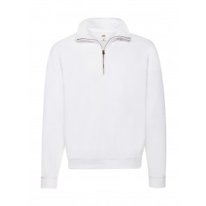 Fruit of the Loom Classic Zip Neck Sweat - White - M