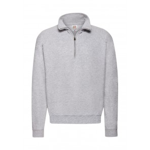 Fruit of the Loom Classic Zip Neck Sweat - Heather Grey - 2XL