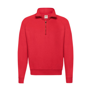 Fruit of the Loom Classic Zip Neck Sweat - Red - S