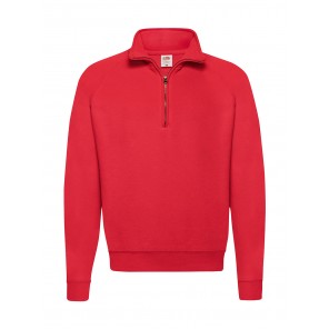 Fruit of the Loom Classic Zip Neck Sweat - Red - 2XL