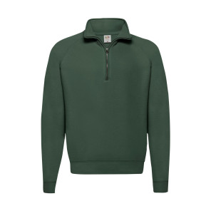 Fruit of the Loom Classic Zip Neck Sweat - Green - S