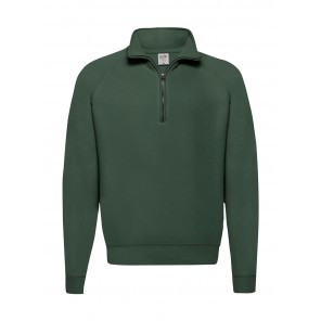 Fruit of the Loom Classic Zip Neck Sweat - Bottle Green - 2XL