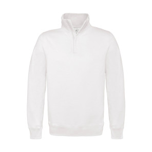 B&C ID.004 Cotton Rich 1/4 Zip Sweat - White - 2XL