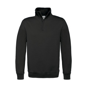 B&C ID.004 Cotton Rich 1/4 Zip Sweat - Black - 2XL