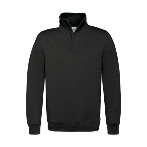 B&C ID.004 Cotton Rich 1/4 Zip Sweat - Black - 3XL