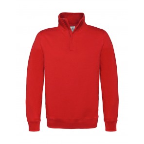 B&C ID.004 Cotton Rich 1/4 Zip Sweat - Red - 3XL