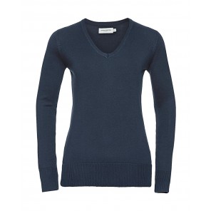 Russell Collection Ladies’ V-Neck Knitted Pullover - French Navy - 2XL