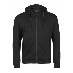 Tee Jays Ribbed Interlock Hooded Full Zip - Black - 3XL