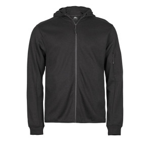 Tee Jays Athletic Hooded Full Zip Sweat - Black - M