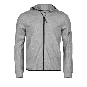 Tee Jays Athletic Hooded Full Zip Sweat - Dark Grey - M