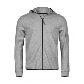 Tee Jays Athletic Hooded Full Zip Sweat - Heather Grey - XS