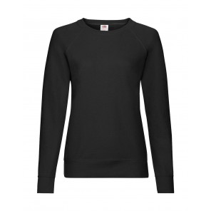 Fruit of the Loom Ladies' Lightweight Raglan Sweat - Black - XS