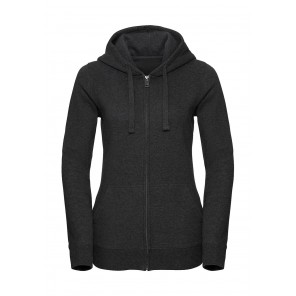 Russell Ladies' Authentic Melange Zipped Hood Sweat - Charcoal Melange - XL