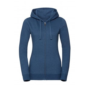 Russell Ladies' Authentic Melange Zipped Hood Sweat - Ocean Melange - XL