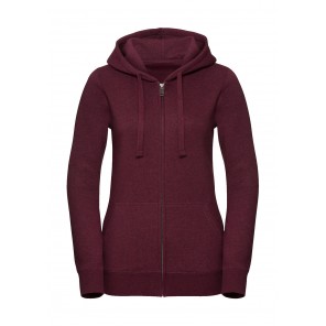 Russell Ladies' Authentic Melange Zipped Hood Sweat - Burgundy Melange - XS