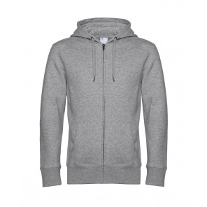 B&C KING Zipped Hood - Heather Grey - L
