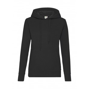 Fruit of the Loom Ladies' Classic Hooded Sweat - Black - L