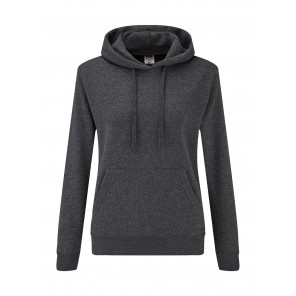 Fruit of the Loom Ladies' Classic Hooded Sweat - Dark Heather Grey - L