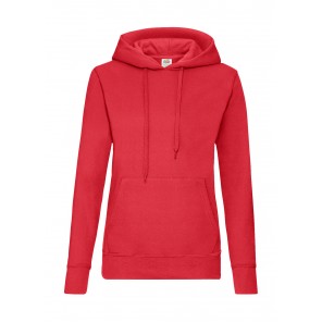 Fruit of the Loom Ladies' Classic Hooded Sweat - Red - L