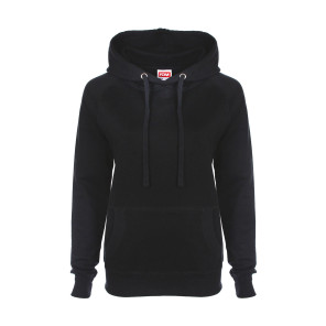 FDM Ladies' Raglan Hoodie - Black - XS